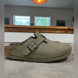 Beige Vegan Leather Birkenstock Clogs